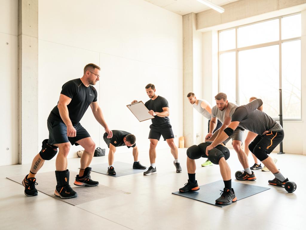 Coach supporting a training group